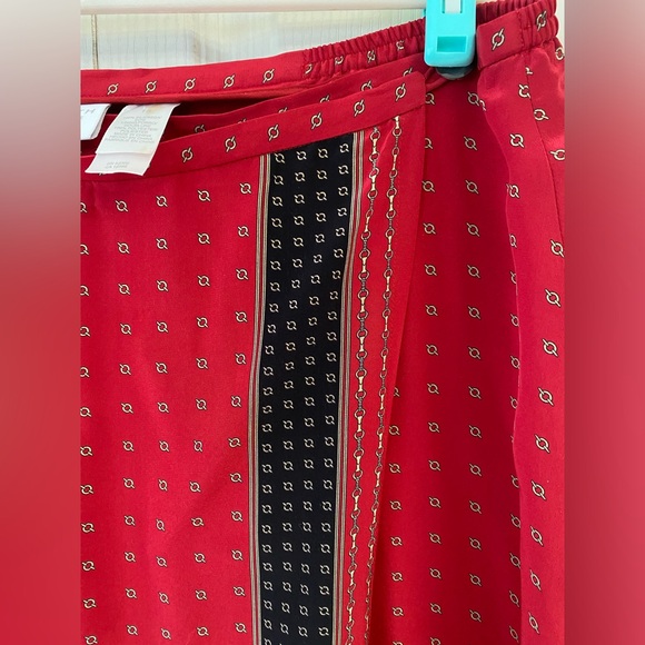 Liz Claiborne Red Long Maxi Silk Boho Style Skirt - Picture 6 of 12